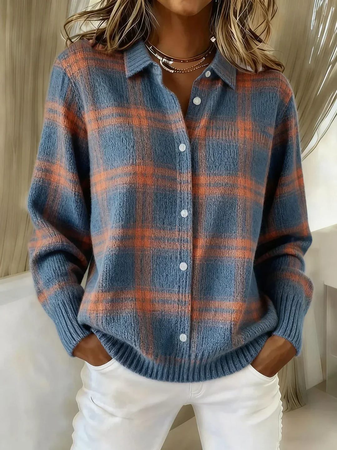 AUTUMN | PLAID KNIT CARDIGAN