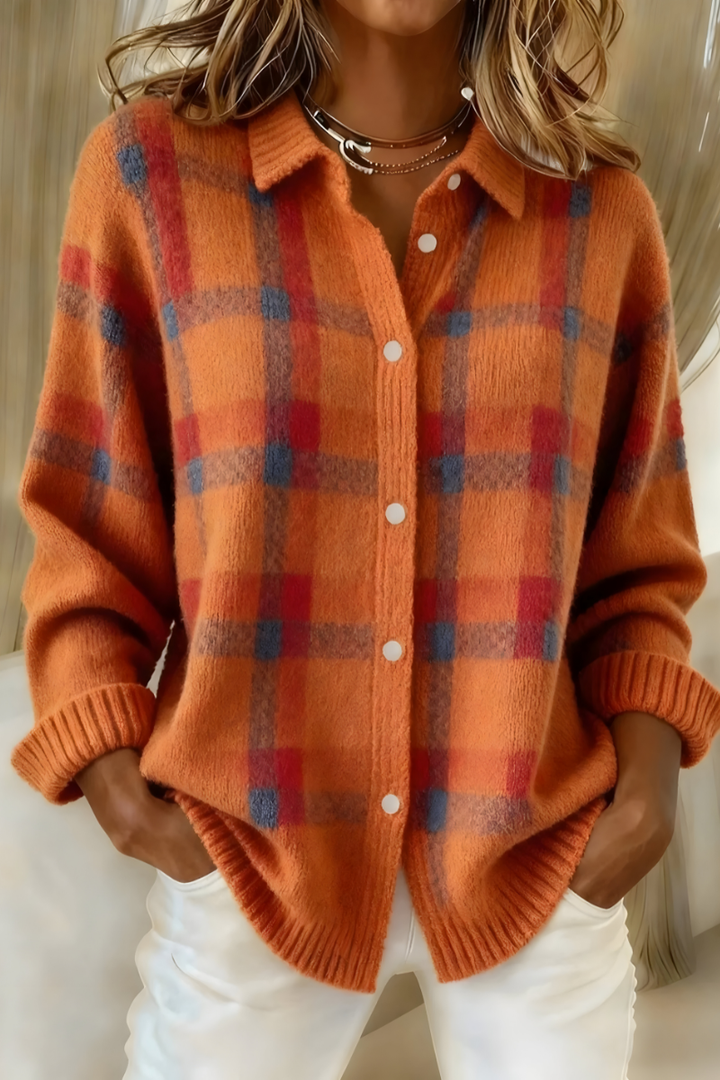 AUTUMN | PLAID KNIT CARDIGAN