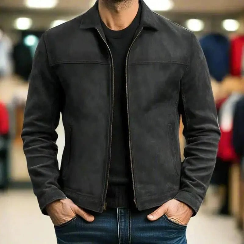 Vintage Stand Collar Jacket with Zip Pockets