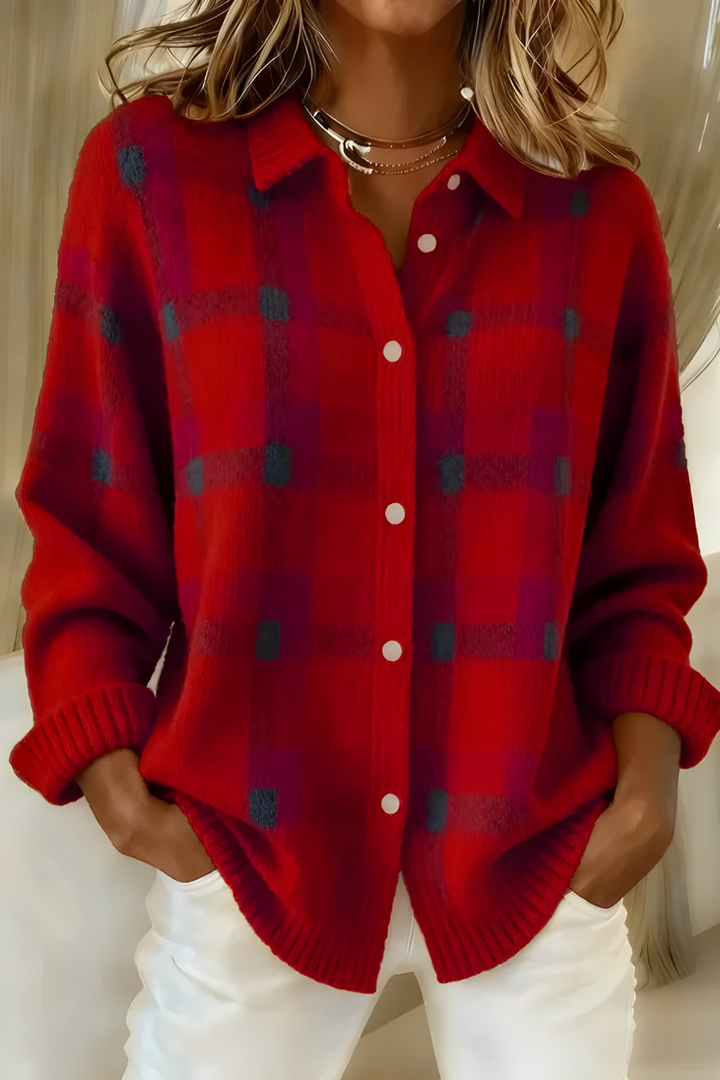 AUTUMN | PLAID KNIT CARDIGAN