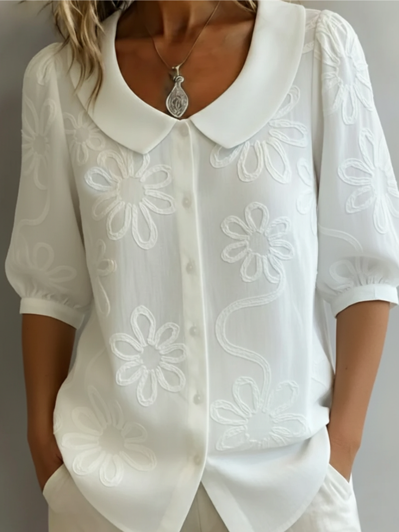 Alyssa | Elegant Embroidered Floral Blouse