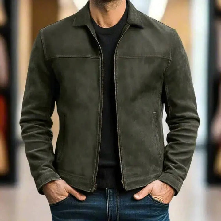 Vintage Stand Collar Jacket with Zip Pockets